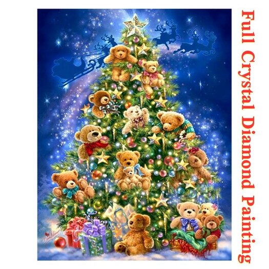 Crystal Diamond Painting Christmas tree with bears (size of your choice) -  Shop now - JobaStores