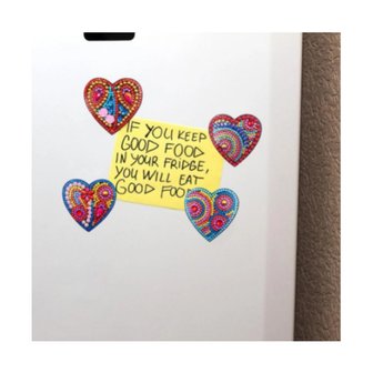 Diamond Painting Fridge Magnets Hearts (4 pieces)