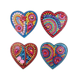 Diamond Painting Fridge Magnets Hearts (4 pieces)