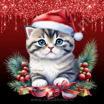 Diamond Painting Kerst Kitten