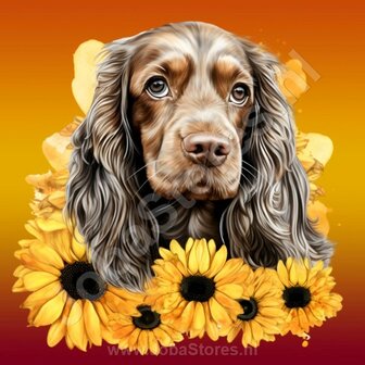 Diamond Painting Cocker Spaniel met zonnebloemen