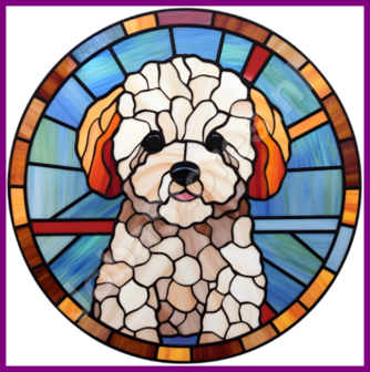 Diamond Painting Glas in lood Hond - Bichon Frise