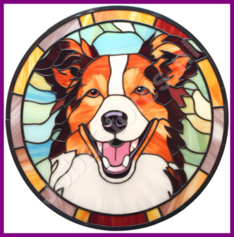 Diamond Painting Glas in lood Hond - Collie