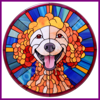 Diamond Painting Glas in lood Hond - Poedel