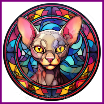 Diamond Painting Glas in lood Kat - Sphynx