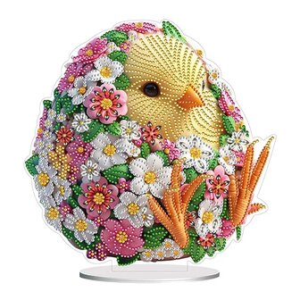 Diamond Painting Standing Ornament Chick with Flowers