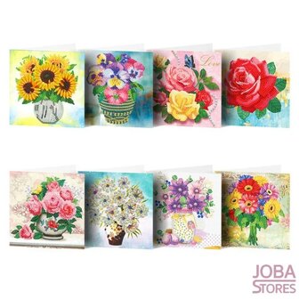 Diamond Painting Greeting Card Set Flowers (8 cards)