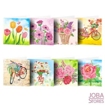 Diamond Painting Greeting Card Set Flowers (8 cards)