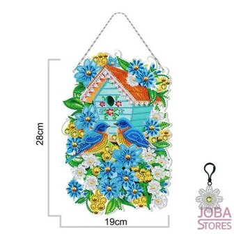 Diamond Painting Hanging Ornament Birds with Birdhouse (25cm)