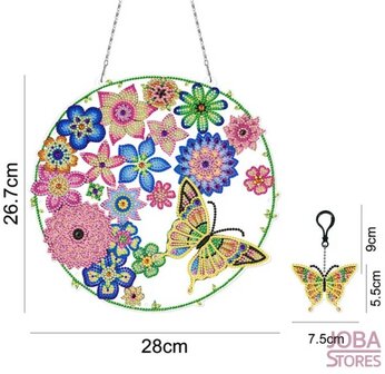 Diamond Painting Hanging Ornament Butterflies and Flowers (28cm)