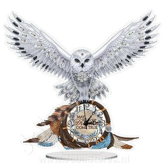 Diamond Painting Clock White Owl