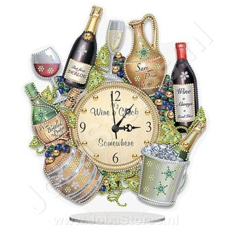 Diamond Painting Clock Wine