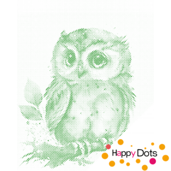 HappyDots DOT Painting Schattige Uil 30x40cm - Stippelschilderij Groen