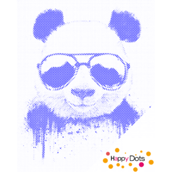 HappyDots DOT Painting Panda met zonnebril 40x50cm - Stippelschilderij Blauw