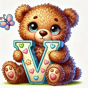 Diamond Painting Bear Letter V