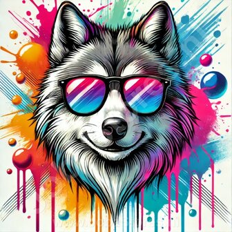 Diamond Painting Wolf with sunglasses