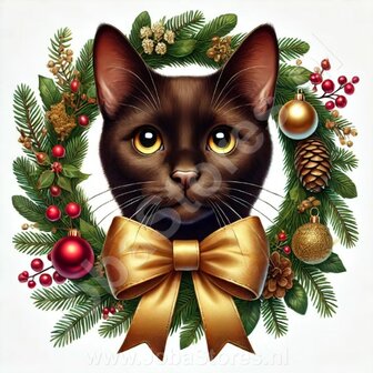 Diamond Painting Christmas Wreath - Brown Cat