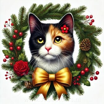 Diamond Painting Christmas Wreath - Calico Cat