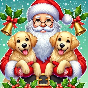 Diamond Painting Santa Claus with Golden Retriever