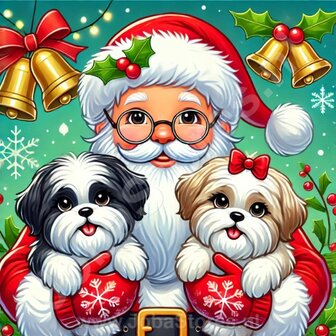 Diamond Painting Santa Claus with Shih Tzu