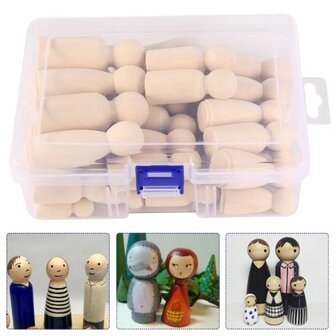 Peg Dolls 50 pieces in storage case