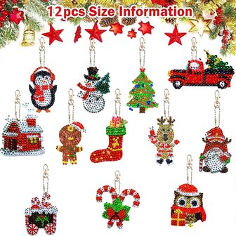 Diamond Painting Keychain Set Christmas YSK161 (12 pieces)