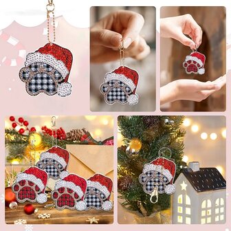 Diamond Painting Keychain Set Christmas Paws (16 pieces)