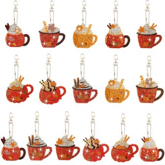 Diamond Painting Keychain Set Coffee (16 pieces)