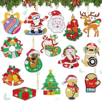 Diamond Painting Keychain set Christmas YSK203 (15 pieces)