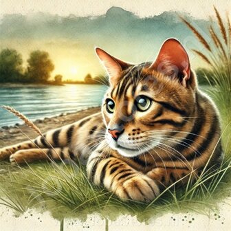 Diamond Painting Lying Cat - Bengal