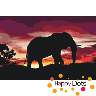 Painting by numbers Elephant at sunset 40x60cm (HappyDots)