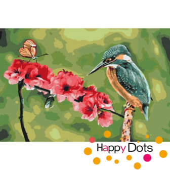 Painting by numbers Kingfisher and butterfly 40x60cm (HappyDots)