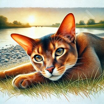 Diamond Painting Lying Cat Abyssinian