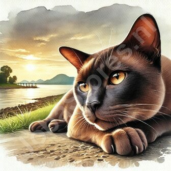 Diamond Painting Lying Cat Burmese