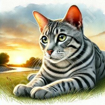 Diamond Painting Lying Cat Egyptian Mau