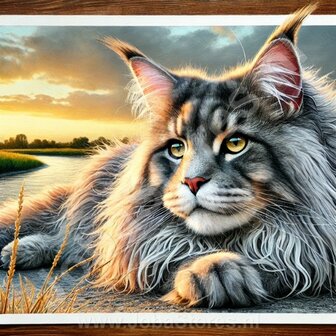 Diamond Painting Lying Cat Maine Coon