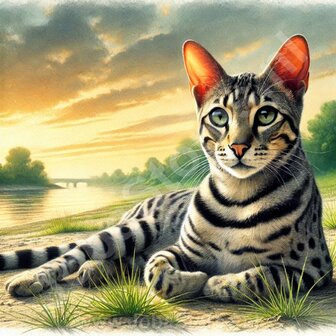 Diamond Painting Lying Cat Ocicat