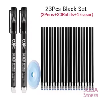 Erasable pen set 23 pieces Black