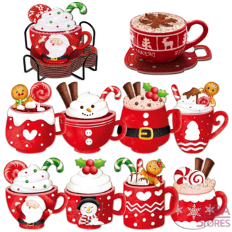 Diamond Painting Christmas Coasters Cups (8 pieces)