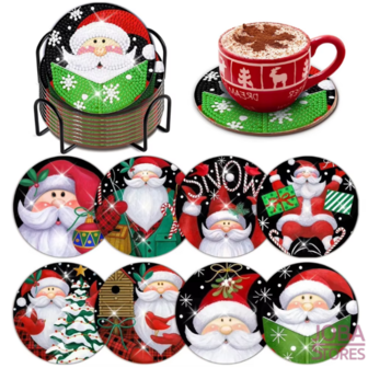 Diamond Painting Coasters AA1592 - Santa Claus (8 pieces)