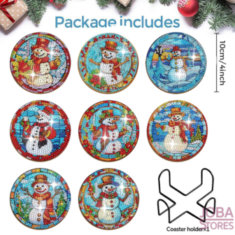 Diamond Painting Coasters AA1675- Snowman (8 pieces)