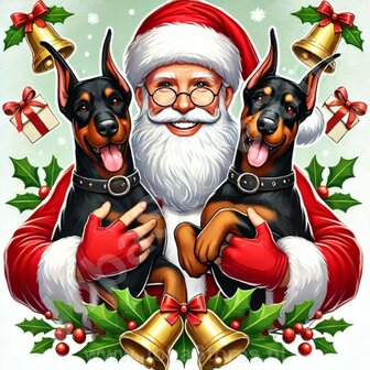 Diamond Painting Santa Claus with Doberman