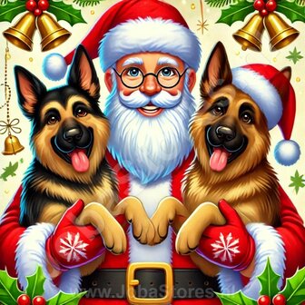 Diamond Painting Santa Claus with German Shepherd