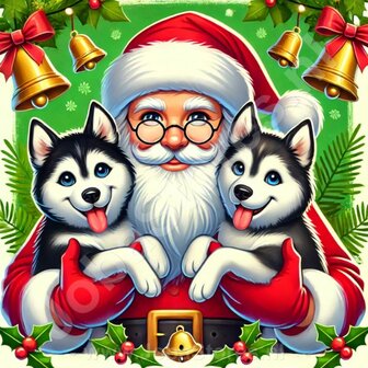 Diamond Painting Santa Claus with Husky