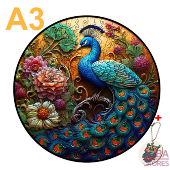 Wooden Figures Puzzle Peacock