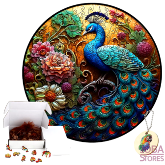 Wooden Figures Puzzle Peacock