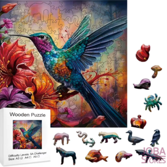 Wooden Figures Puzzle Hummingbird