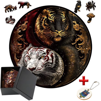 Wooden Figures Puzzle Yin Yang Tigers