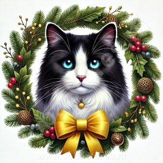 Diamond Painting Christmas Wreath Cat - Ragdoll