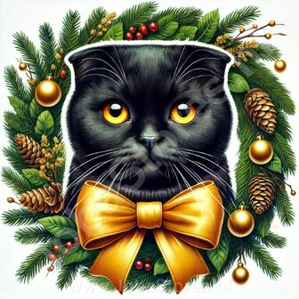 Diamond Painting Christmas Wreath - Scottish Fold